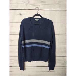 Dont Ask Why Women's Sweater Ribbed Knit‎ Crew Neck Long Sleeve Blue One Size